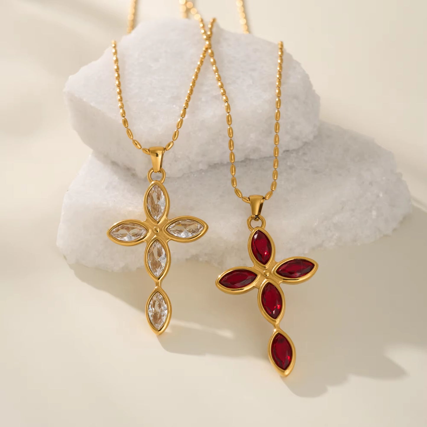 Celestial Petal Cross Necklace