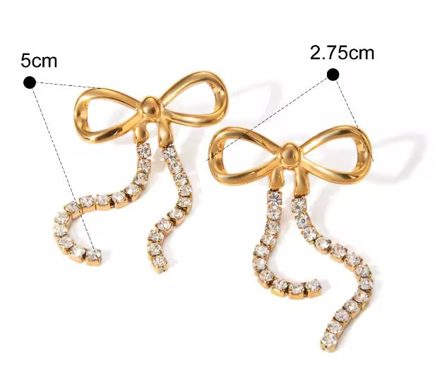 Poise Bow Drop Earrings | 18K Gold-Plated • Waterproof • Anti-Tarnish