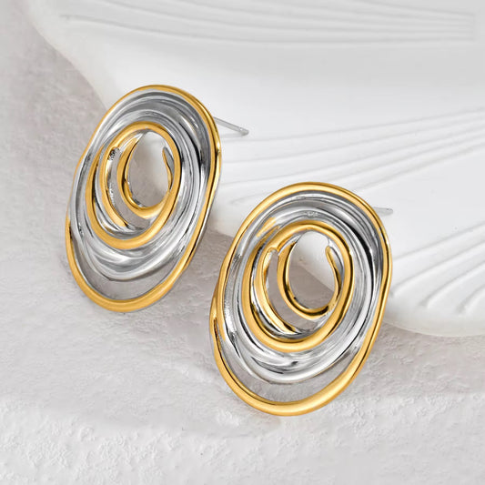 Orbit Luxe Dual-Tone Stud Earrings