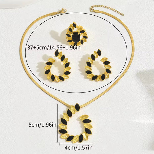 Leaf Trail Set ( Necklace + Earrings + Ring )