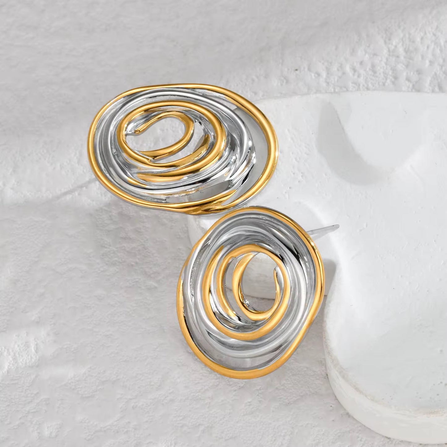 Orbit Luxe Dual-Tone Stud Earrings