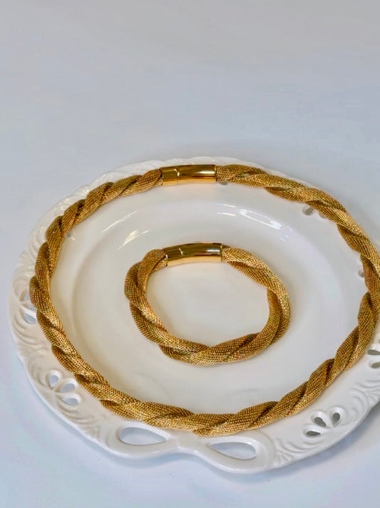 Mesh Twisted Necklace and Bracelet