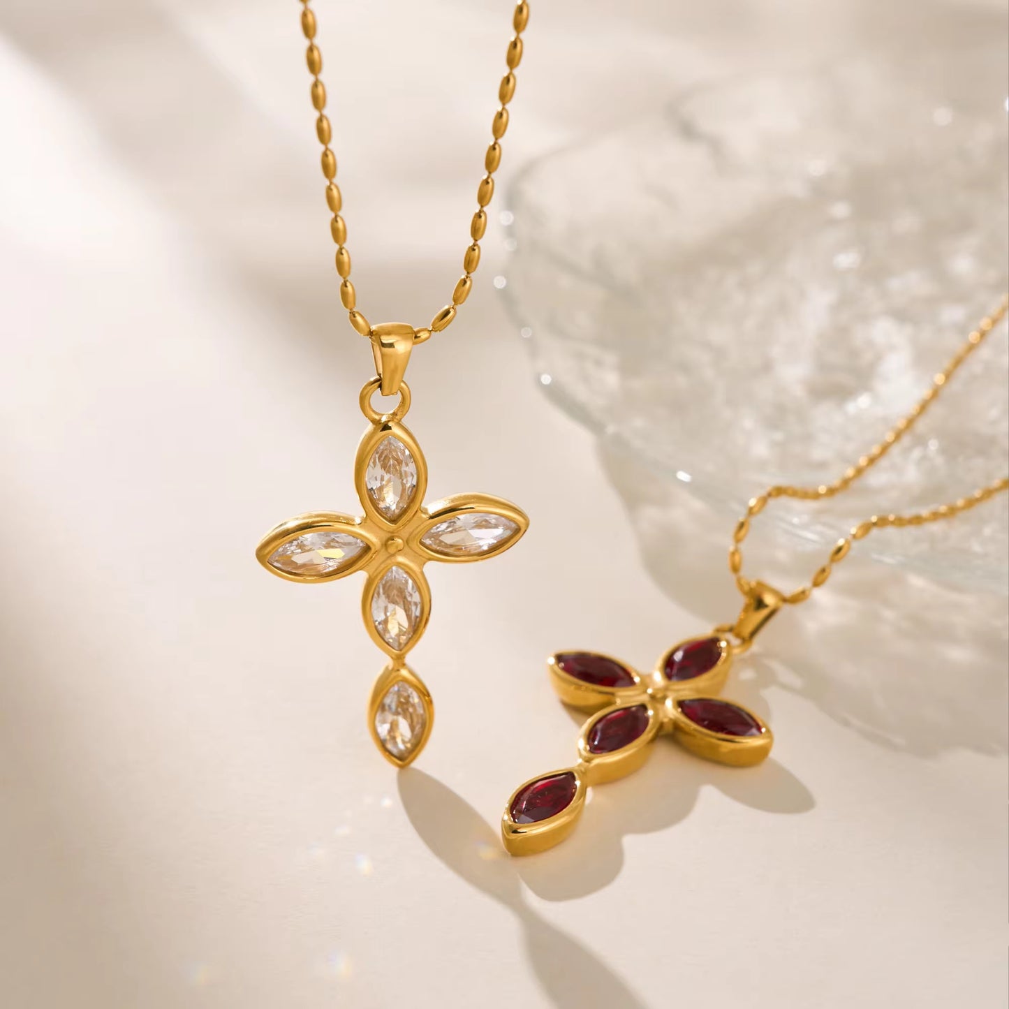 Celestial Petal Cross Necklace