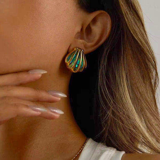 Abalone Shell Studs | 18K Gold-Plated • Waterproof • Anti-Tarnish
