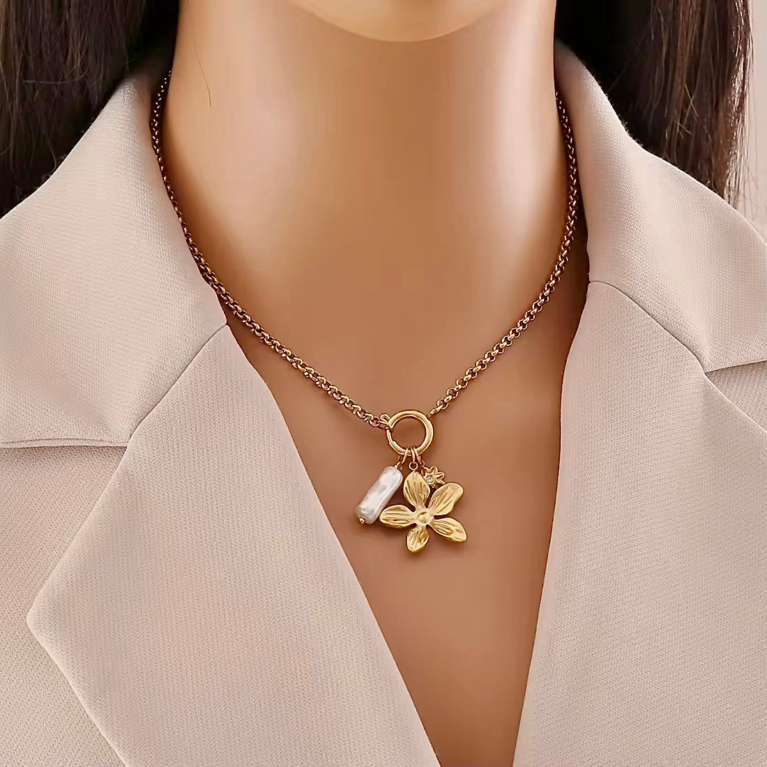 Kristi Triple Charm Necklace