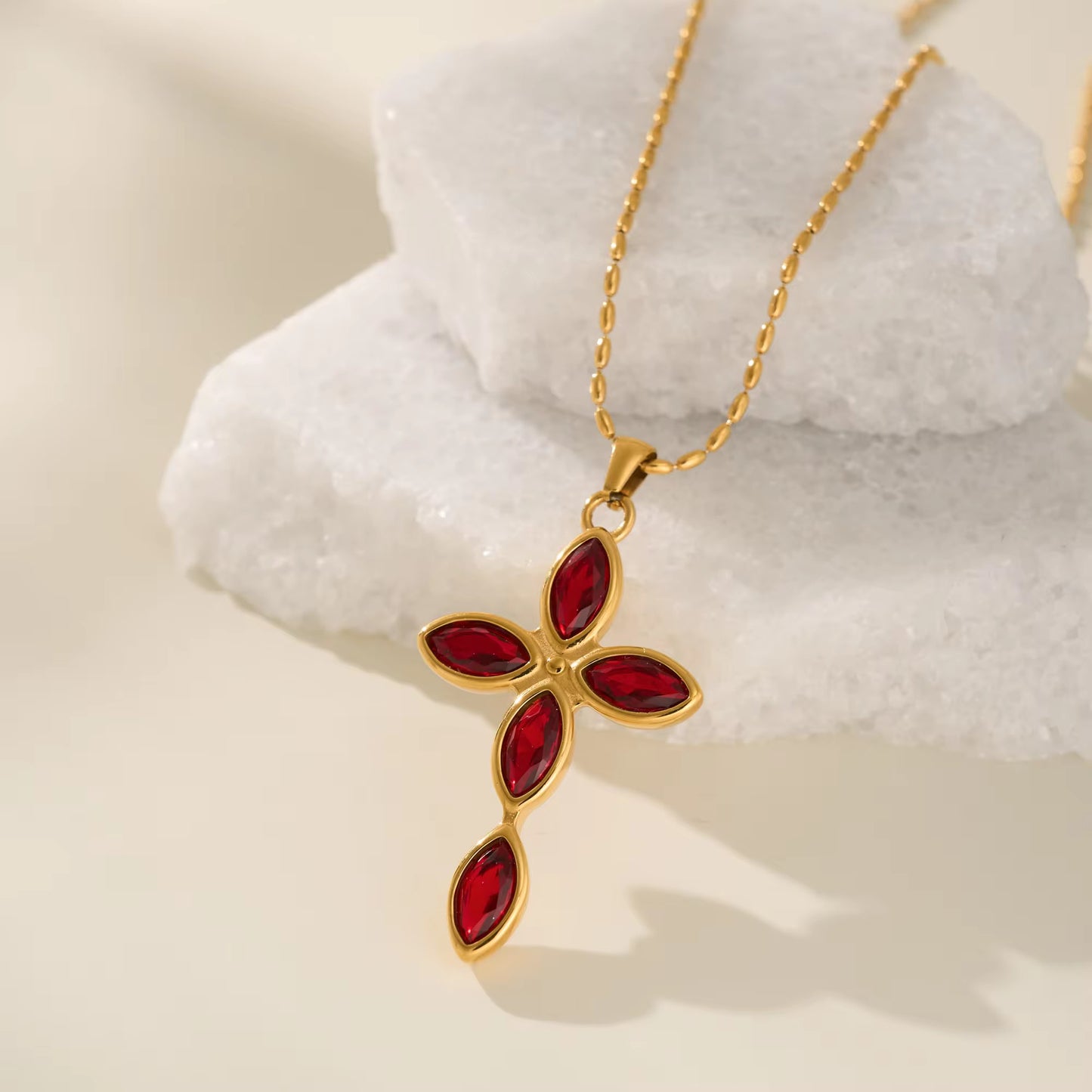 Celestial Petal Cross Necklace