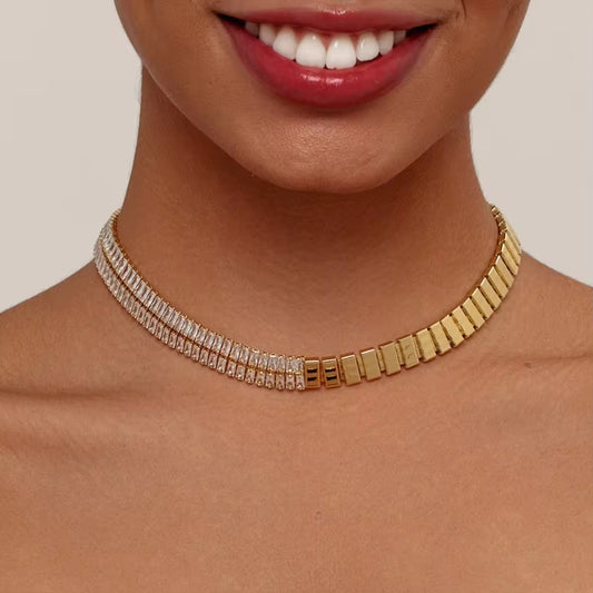 Two Tone Luxe Tennis Choker
