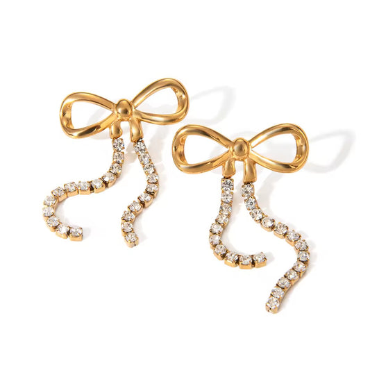 Poise Bow Drop Earrings | 18K Gold-Plated • Waterproof • Anti-Tarnish