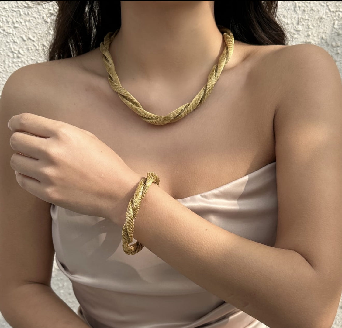 Mesh Twisted Necklace and Bracelet