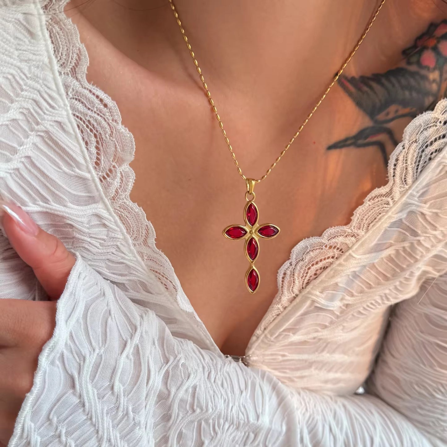 Celestial Petal Cross Necklace