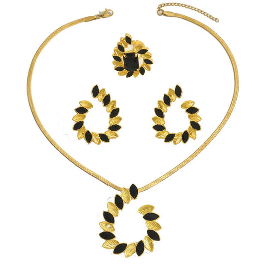 Leaf Trail Set ( Necklace + Earrings + Ring )