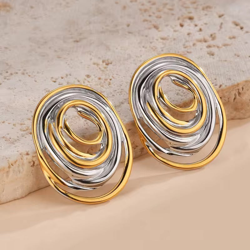 Orbit Luxe Dual-Tone Stud Earrings
