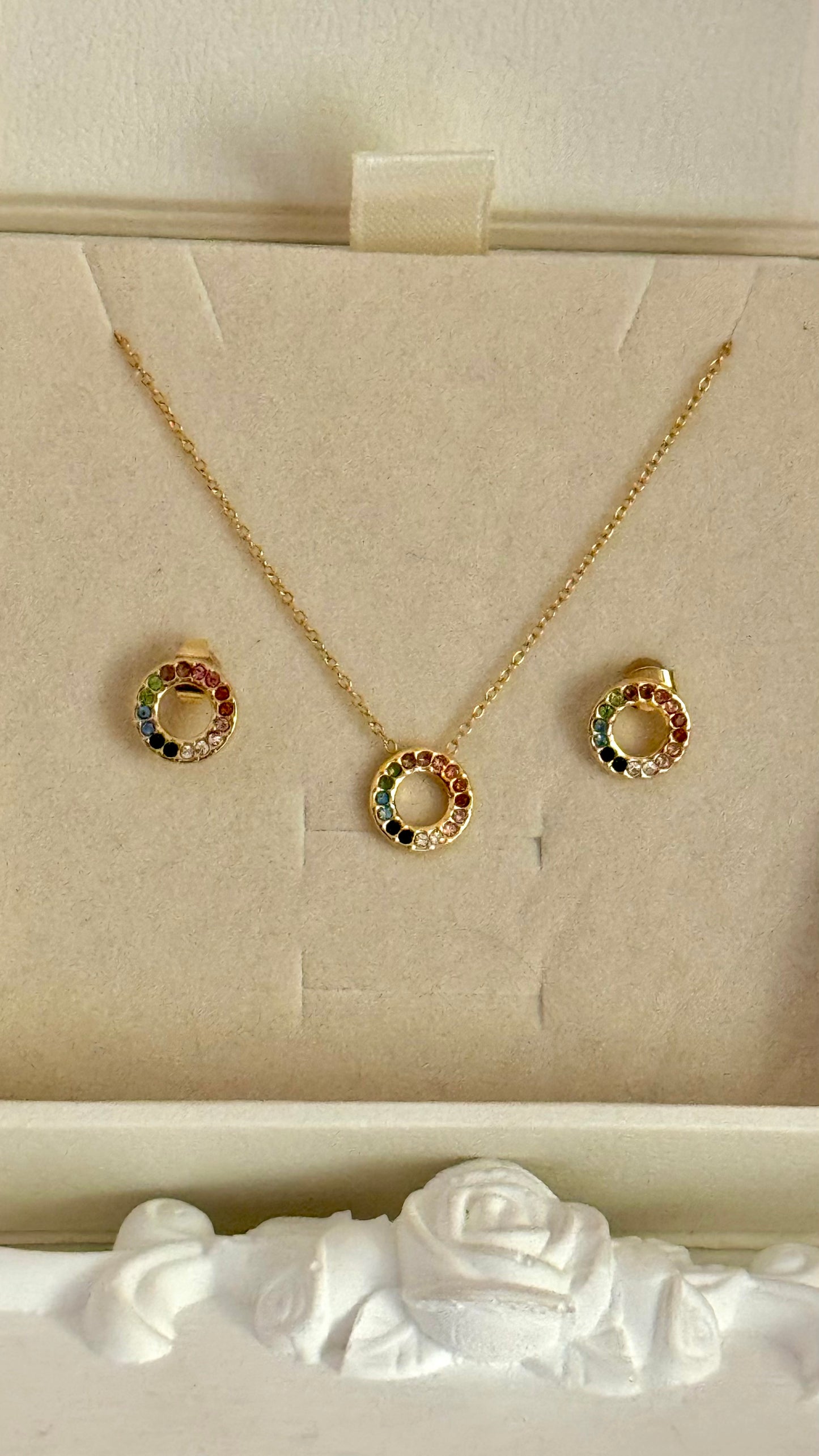 Tiana Multi Coloured Set ( Necklace + Studs )