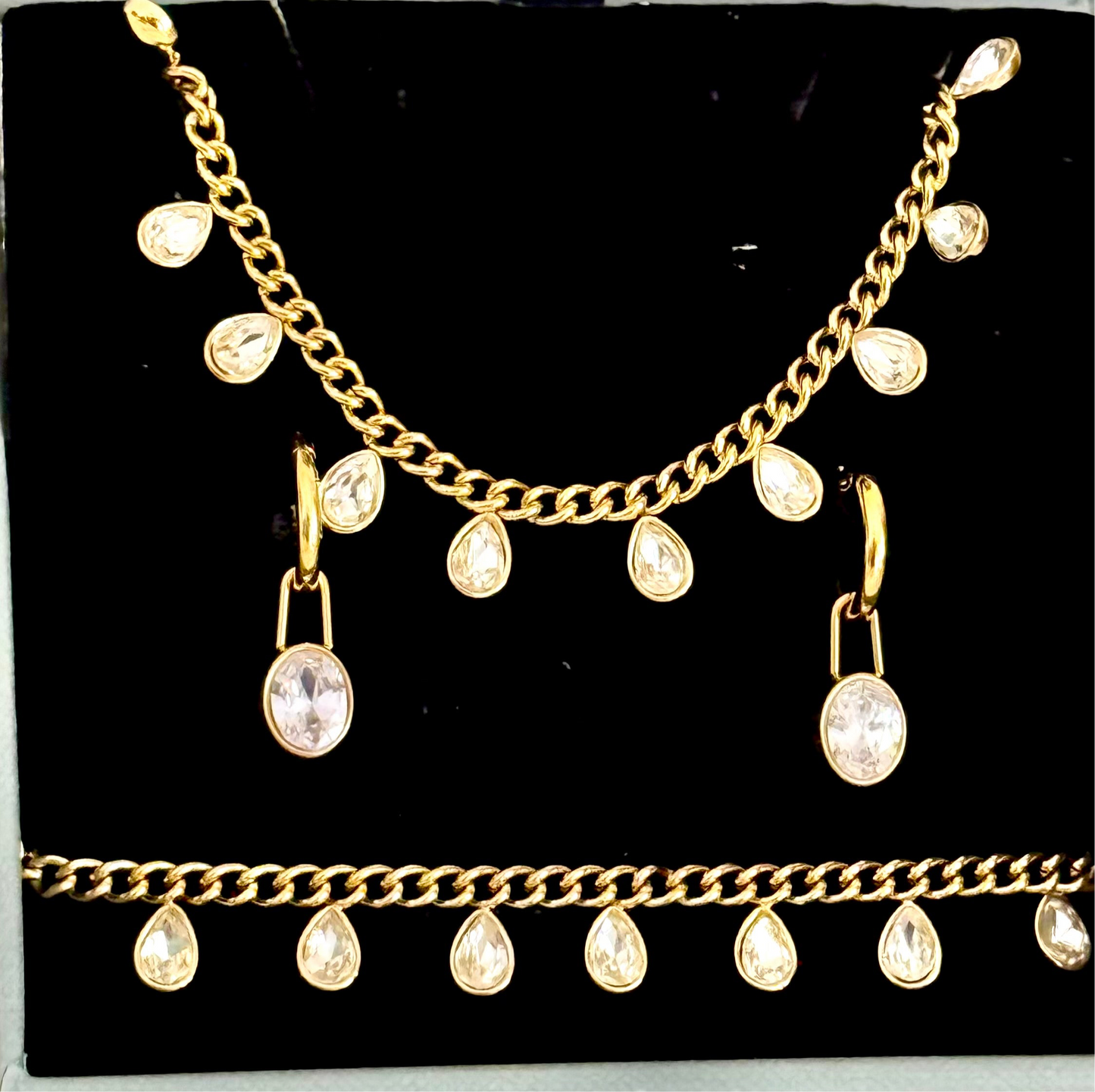 Luster Drop Set ( Necklace + Bracelet + Earrings)
