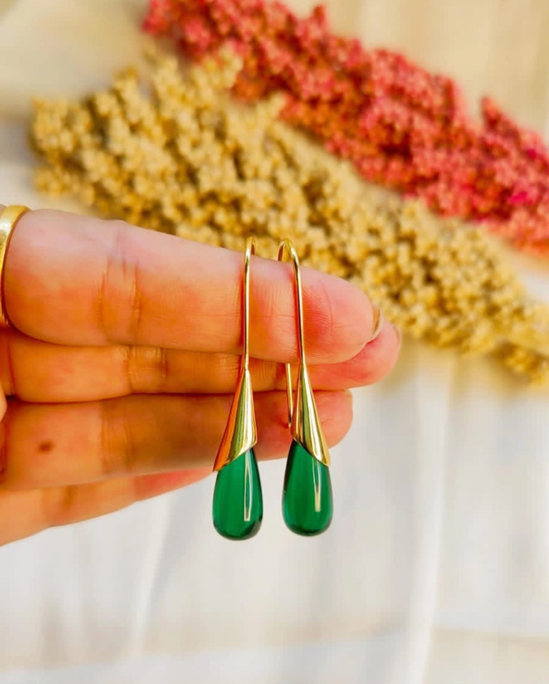 Karina Tear Drop Brass Earrings