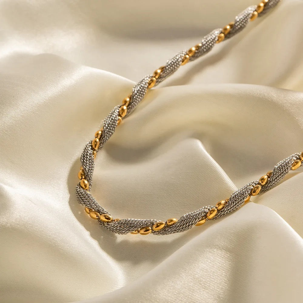 Twisted Silver Gold Necklace