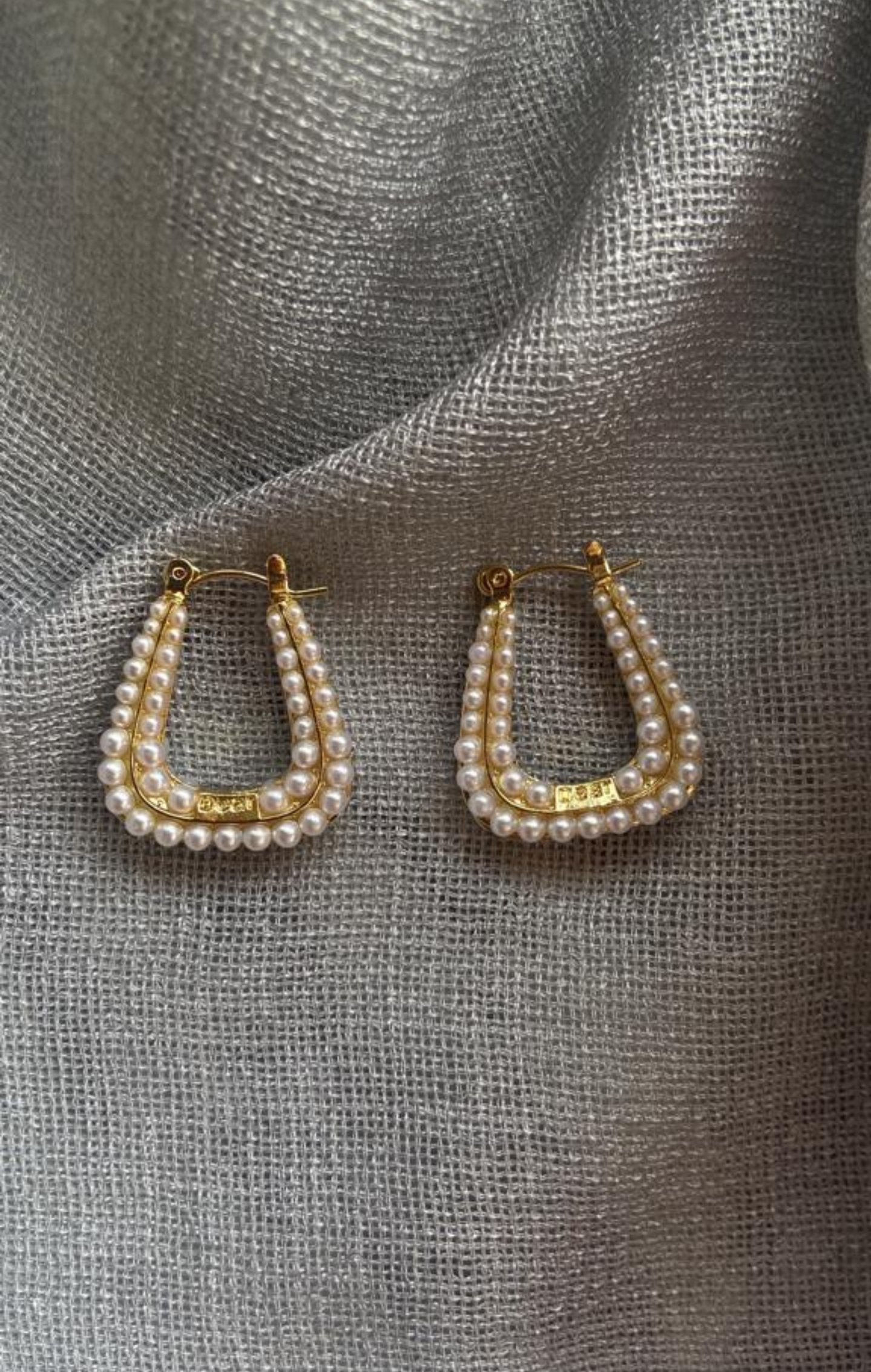 Nova Pearl Brass Hoops