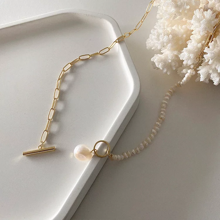 Barque pearl Brass necklace