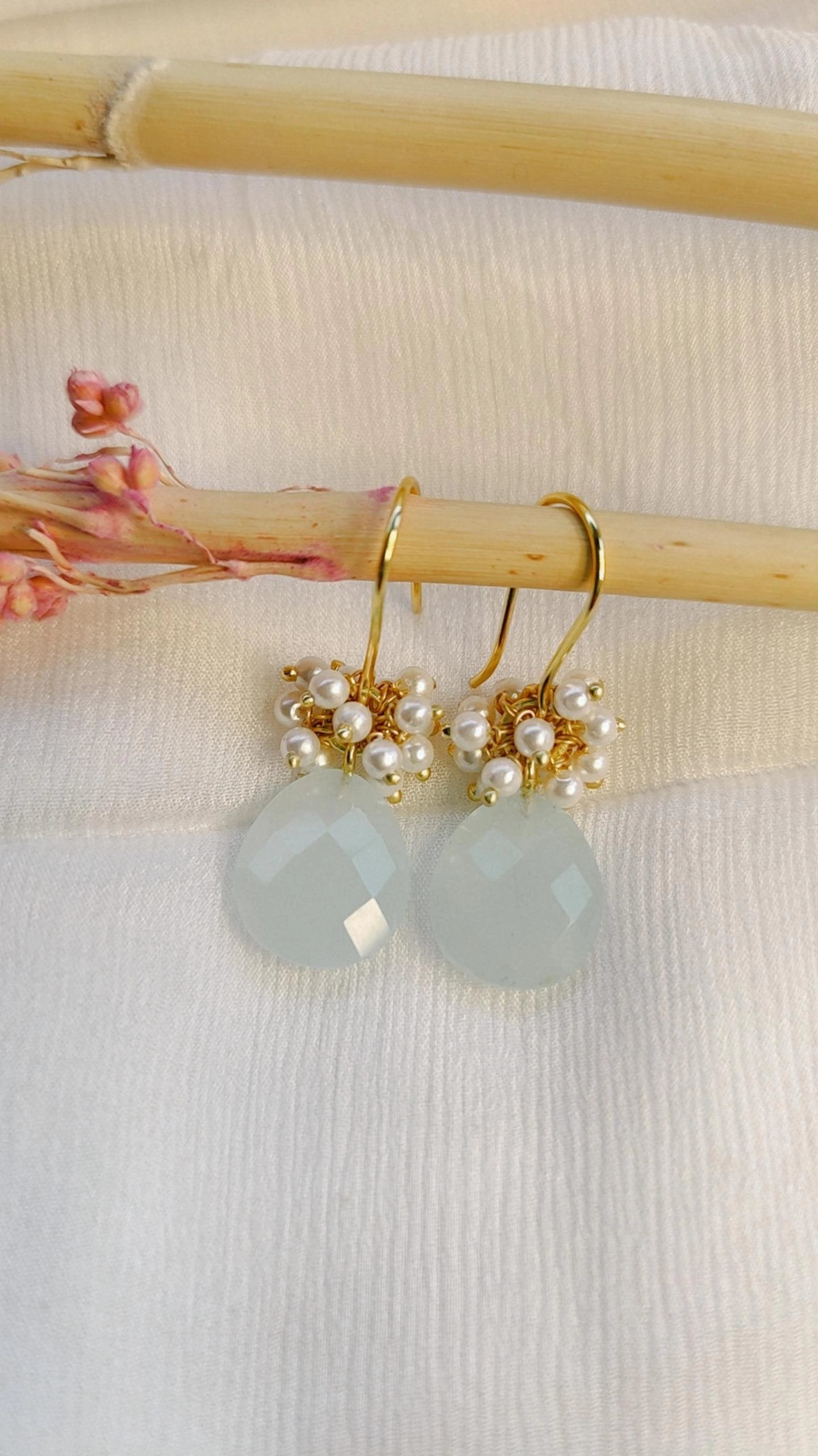 Samira Blue stone Brass Earrings