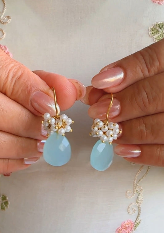 Samira Blue stone Brass Earrings