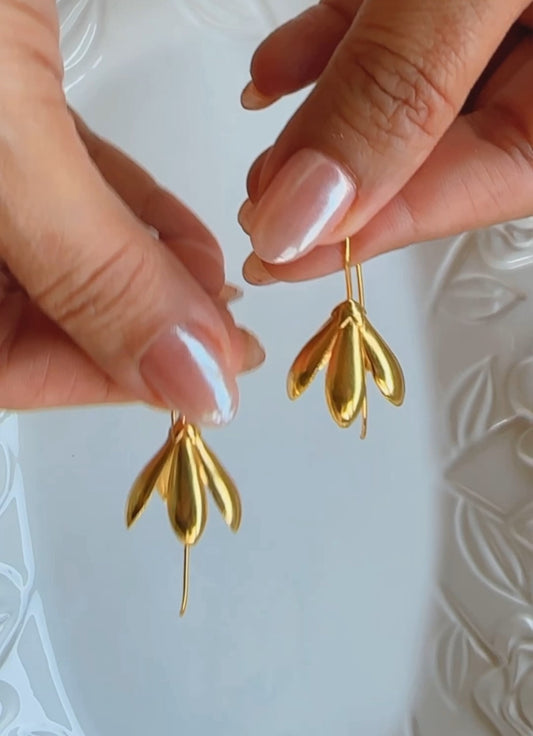 Adah Flower Brass Earrings