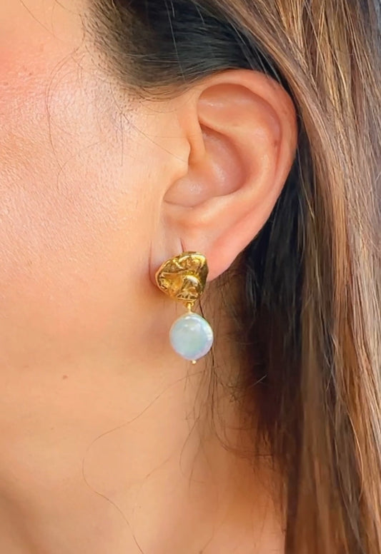 Ira Pearl Brass Earrings