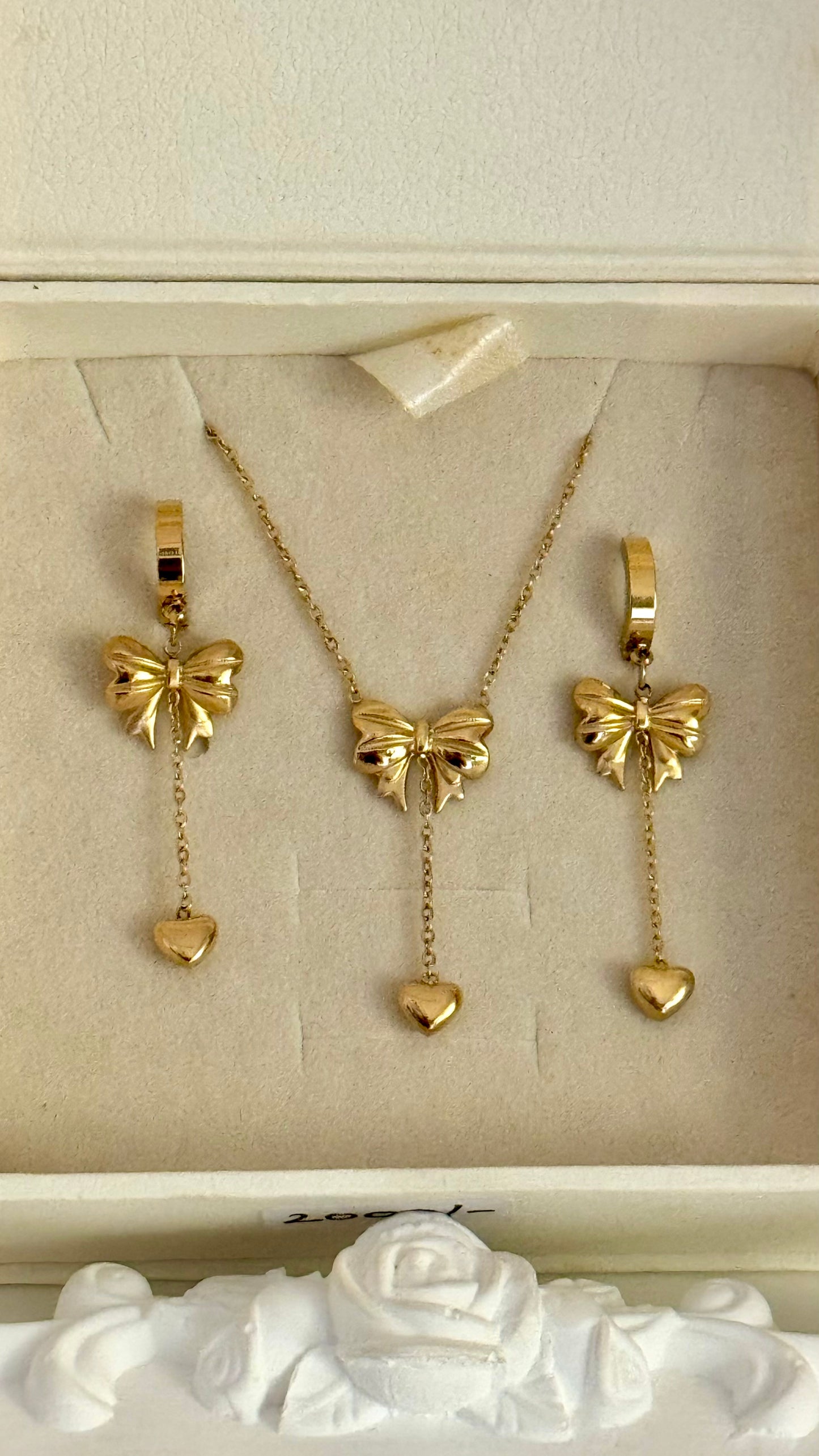 Bow Heart Set ( Necklace and Earrings)