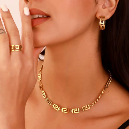 Athenis Brand Inspired Set ( Necklace + Earrings + Ring )