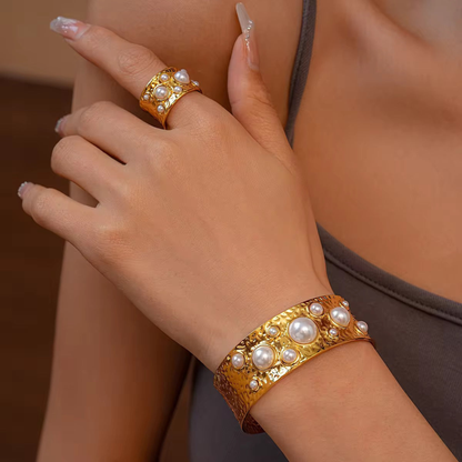 Textured Gold Cuff | 18K Gold-Plated • Waterproof • Anti-Tarnish