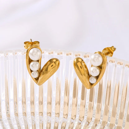 Pearly Heart Earrings