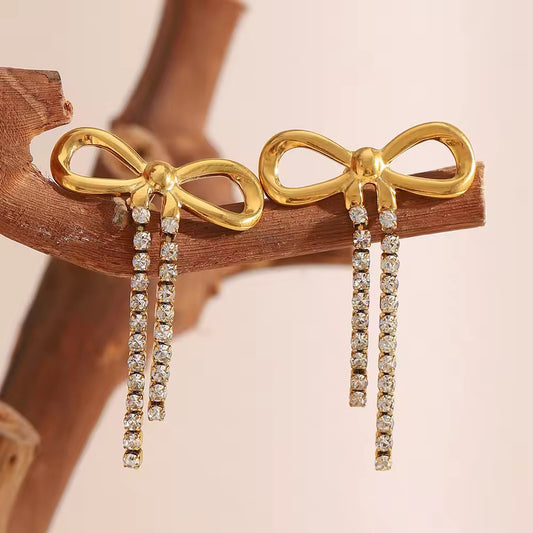 Poise Bow Drop Earrings | 18K Gold-Plated • Waterproof • Anti-Tarnish