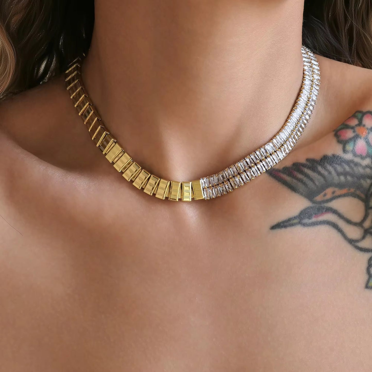 Two Tone Luxe Tennis Choker