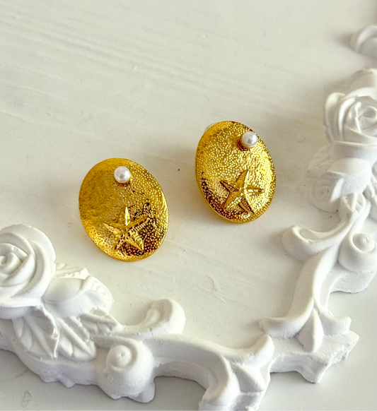 Starry Pearl Textured Studs