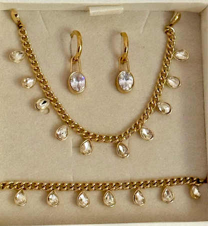 Luster Drop Set ( Necklace + Bracelet + Earrings)