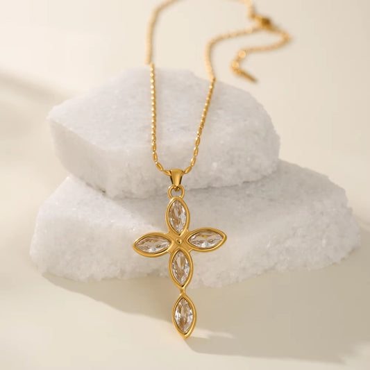 Celestial Petal Cross Necklace