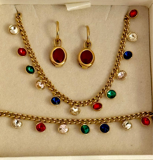 Luster Drop Set ( Necklace + Bracelet + Earrings)