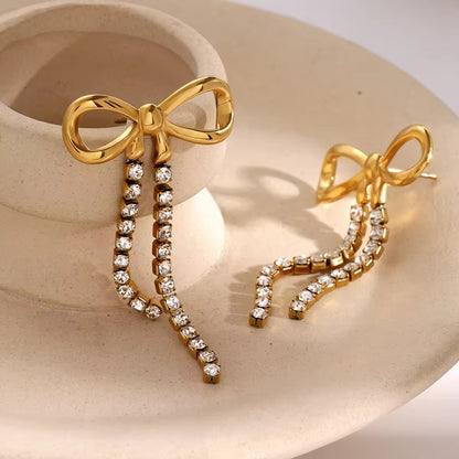 Poise Bow Drop Earrings | 18K Gold-Plated • Waterproof • Anti-Tarnish
