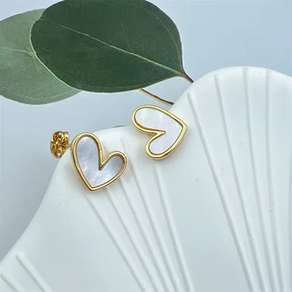 Mini Shell Heart Studs