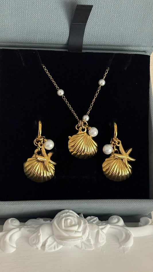 Starlit Shores Set ( Necklace and Earrings)