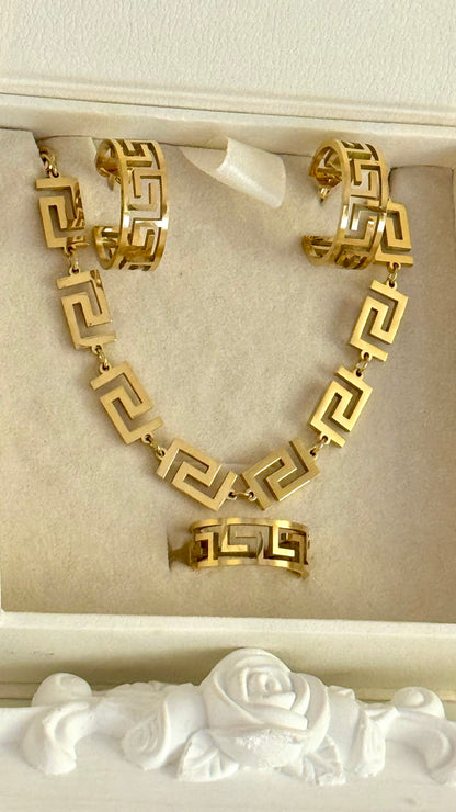 Athenis Brand Inspired Set ( Necklace + Earrings + Ring )