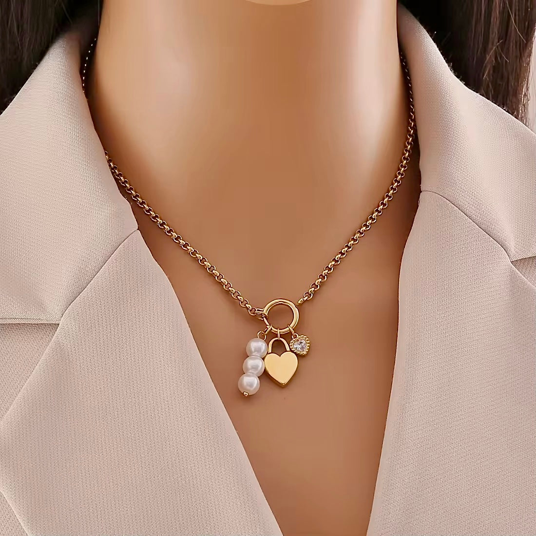 Aleena Triple Charm Necklace