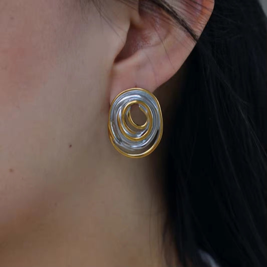 Orbit Luxe Dual-Tone Stud Earrings
