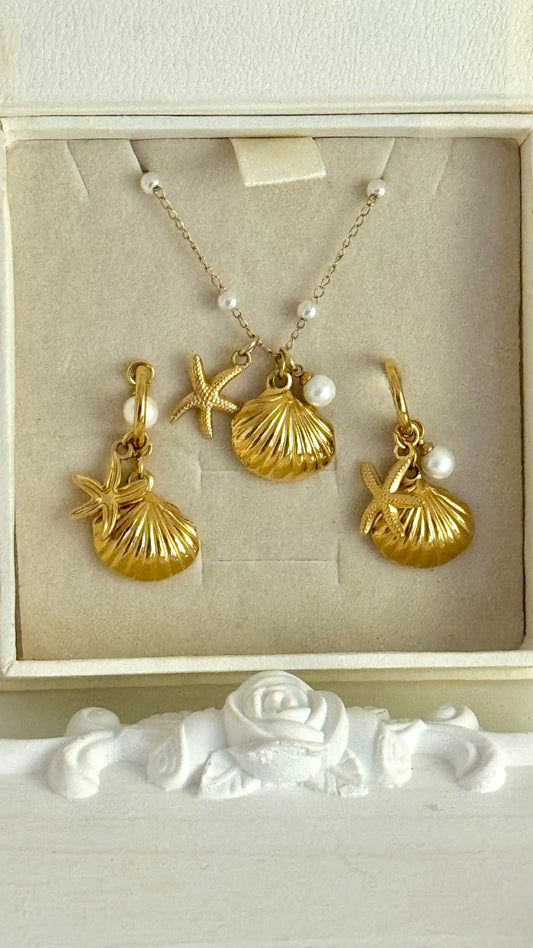 Starlit Shores Set ( Necklace and Earrings)