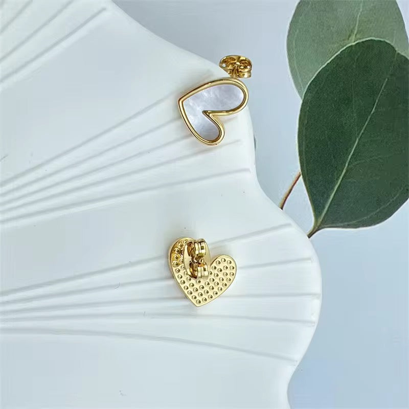 Mini Shell Heart Studs