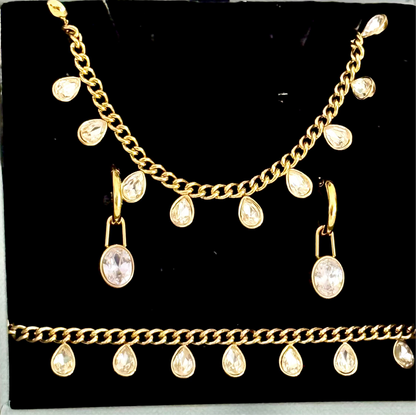 Luster Drop Set ( Necklace + Bracelet + Earrings)