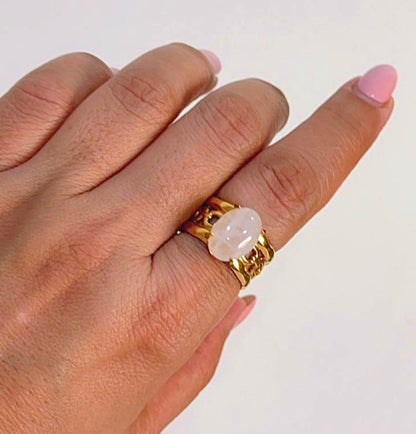 Chunky Rose Quartz Ring