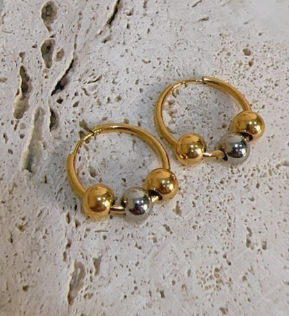 Triple Beaded Hoops