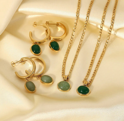 Collins Green Stone Set (Necklace & Earrings)