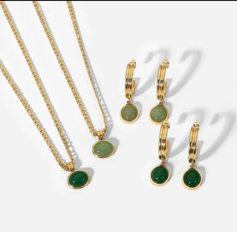 Collins Green Stone Set (Necklace & Earrings)