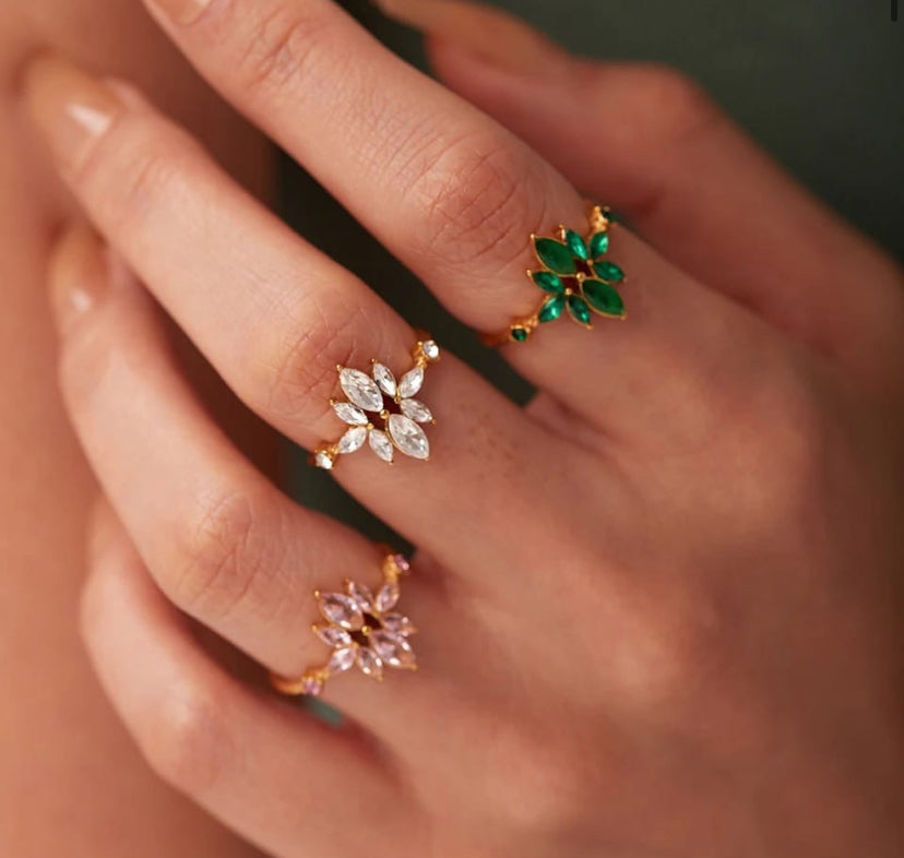 Autumn Floral Zircon Ring